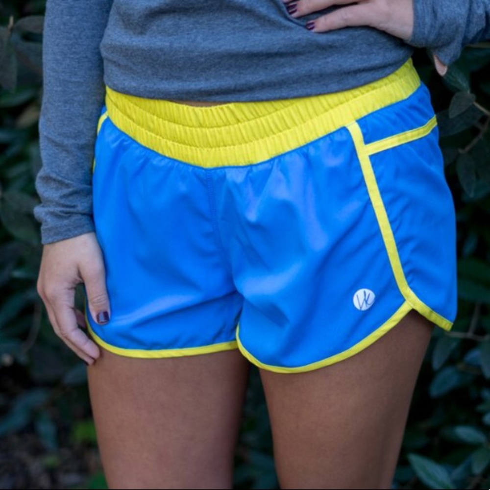 Harper knit blue and yellow athletic shorts